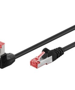 Goobay - CAT6 S/FTP nätverkskabel med vinkelkontakt, 3 m, svart