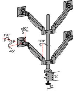 Multibrackets - VESA Gas Lift Arm Quad HD svart