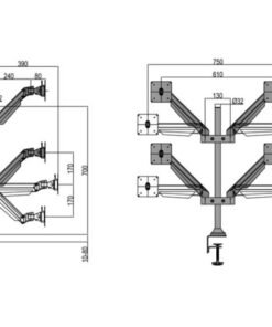 Multibrackets - VESA Gas Lift Arm Quad HD svart